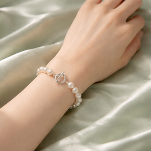 Classic White Pearl Toggle Bracelet-6 mm