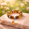 Amber & Larimar Bracelet – Handmade Caribbean Gemstone Jewelry